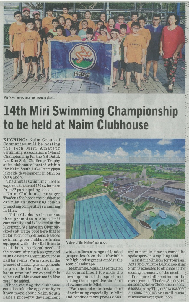 14th Miri Swimming Championship to Be Held at NAIM Clubhouse
