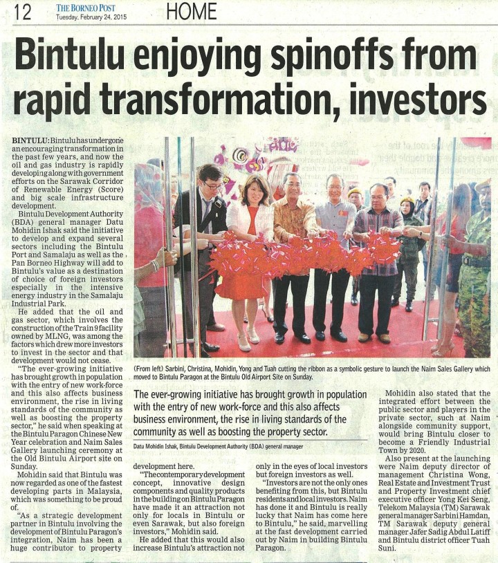 Bintulu Enjoying Spinoffs from Rapid Transformation, Investors
