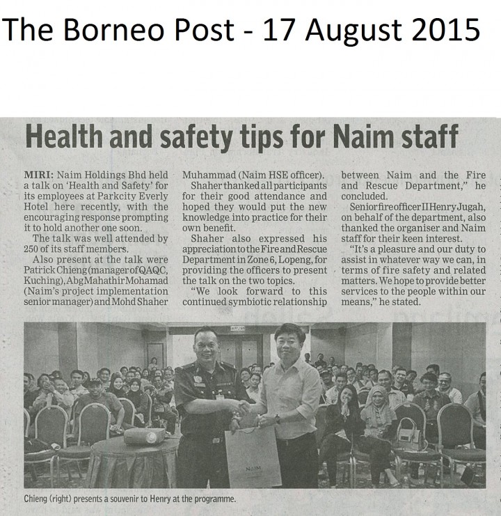 Health and Safety Tips for NAIM Staff