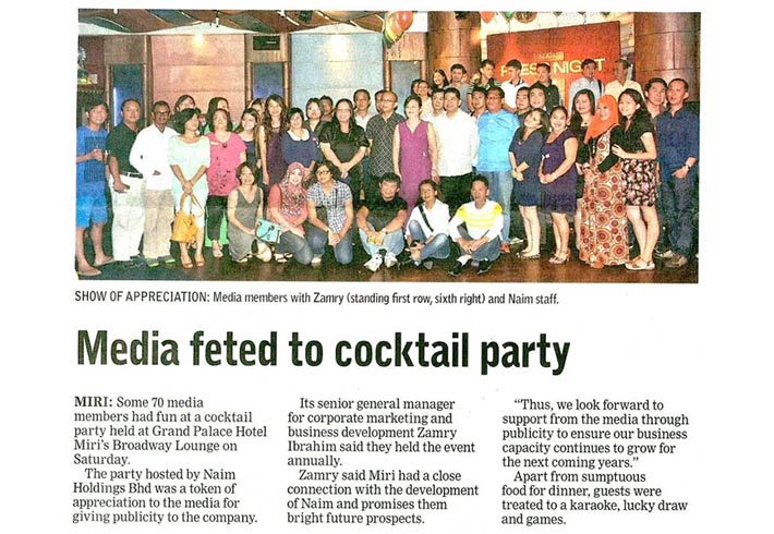 Media feted to cocktail party