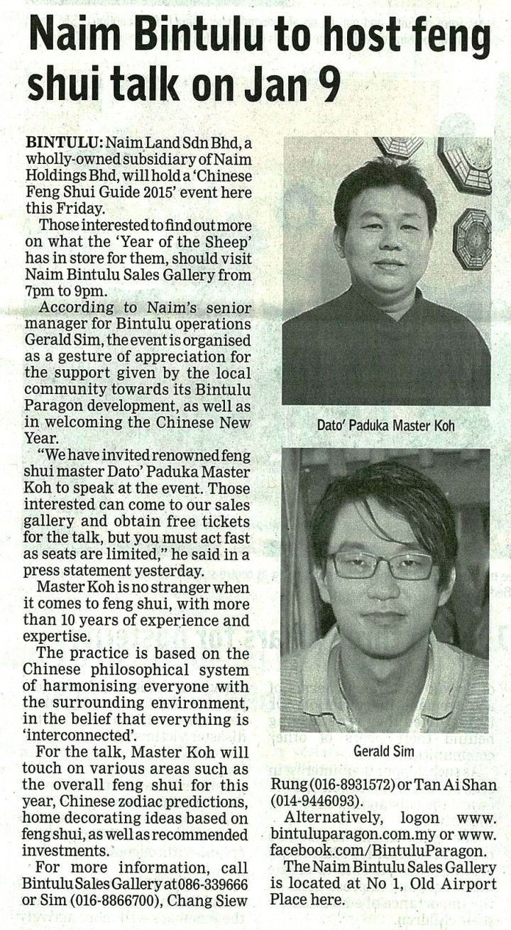NAIM Bintulu to Host Feng Shui Talk on Jan. 9