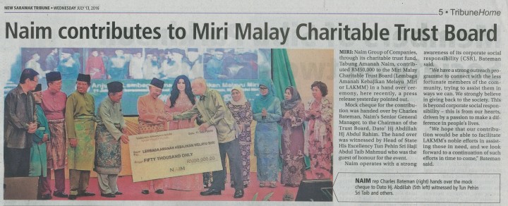 NAIM Contributes to Miri Malay Charitable Trust Board