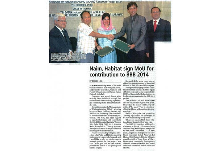 Naim, Habitat sign MoU for contribution to BBB 2014