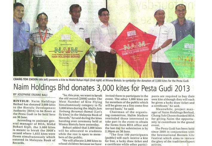 Naim Holdings Bhd donates 3000 kites for Pesta Gudi 2013
