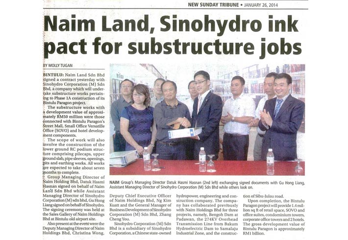 Naim Land, Sinohydro ink pact for substructure jobs