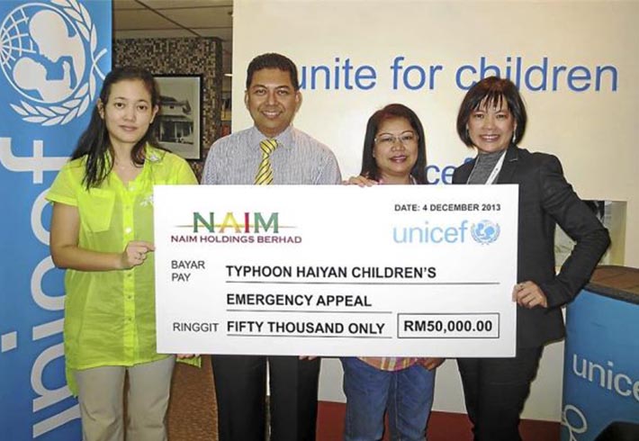 Naim contributes over RM53,000 to Unicef Malaysia in aid of Typhoon Haiyan survivors