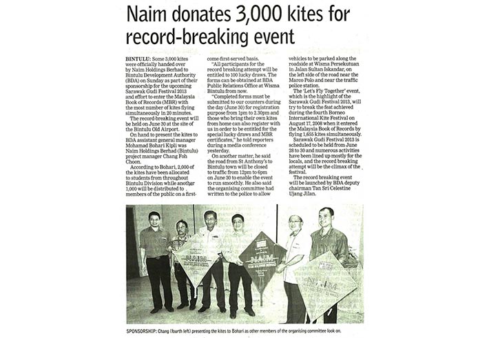 Naim donates 3,000 kites for record-breaking event