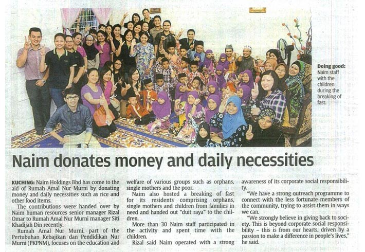 Naim donates money and daily necessities
