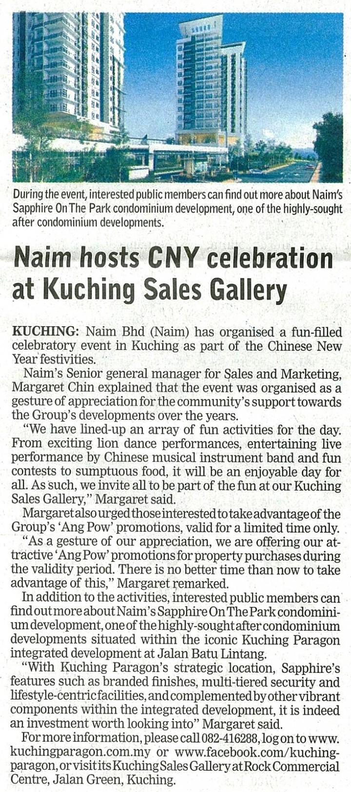NAIM Hosts Chinese New Year Celebration at Kuching Sales Gallery