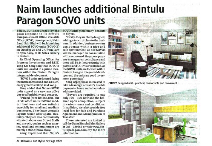 Naim launches additional Bintulu Paragon SOVO units