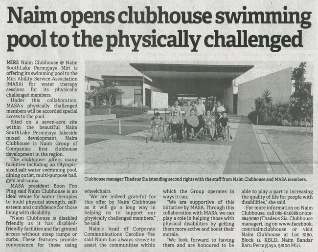 NAIM Opens Clubhouse Swimming Pool to the Physically Challenged