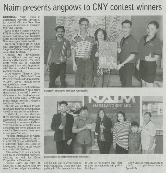 NAIM Presents Angpows to Chinese New Year Contest Winners