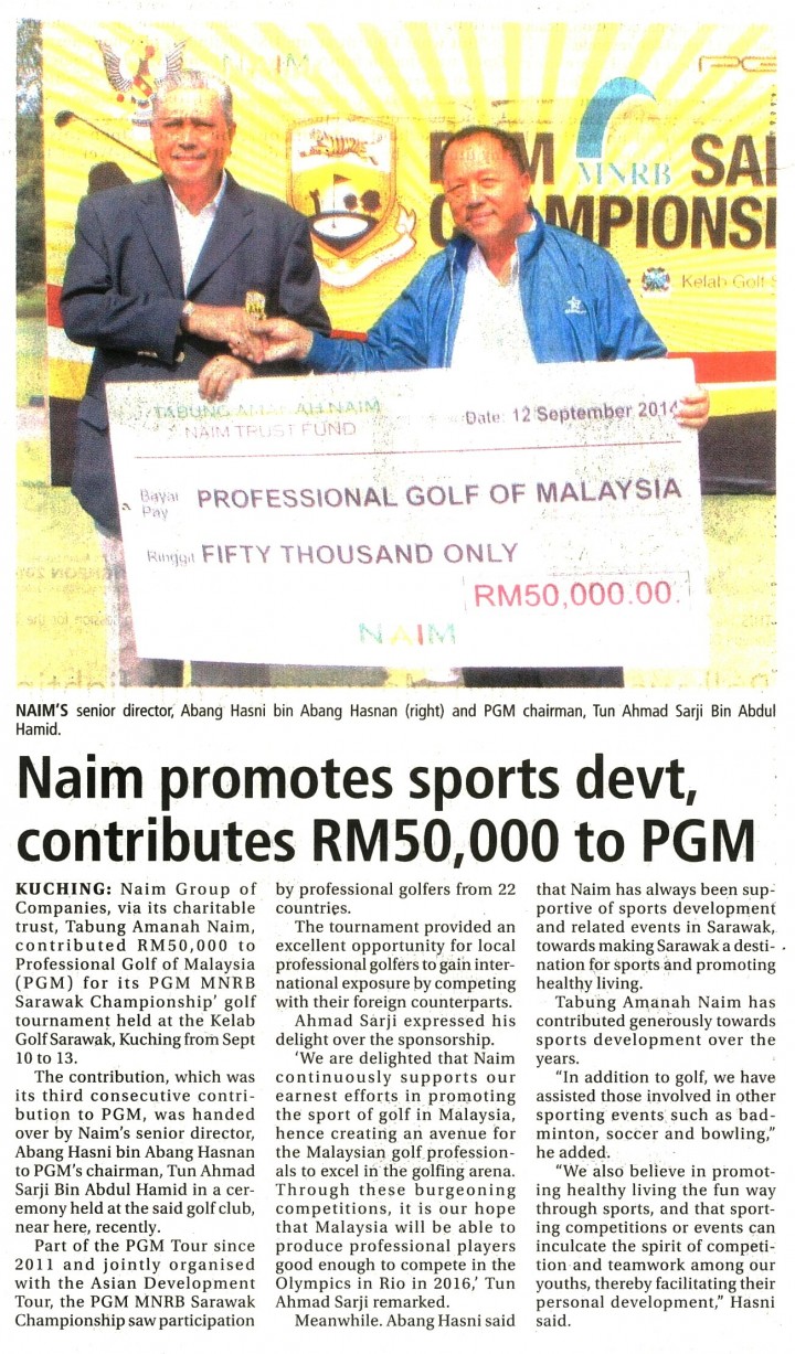 NAIM Promotes Sports Development, Contributes RM50,000 to PGM