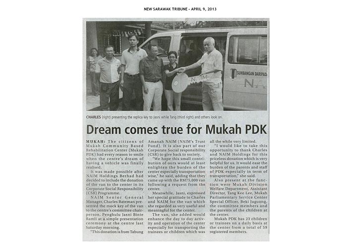 Naim sponsors Mukah Community Rehabilitation Centre