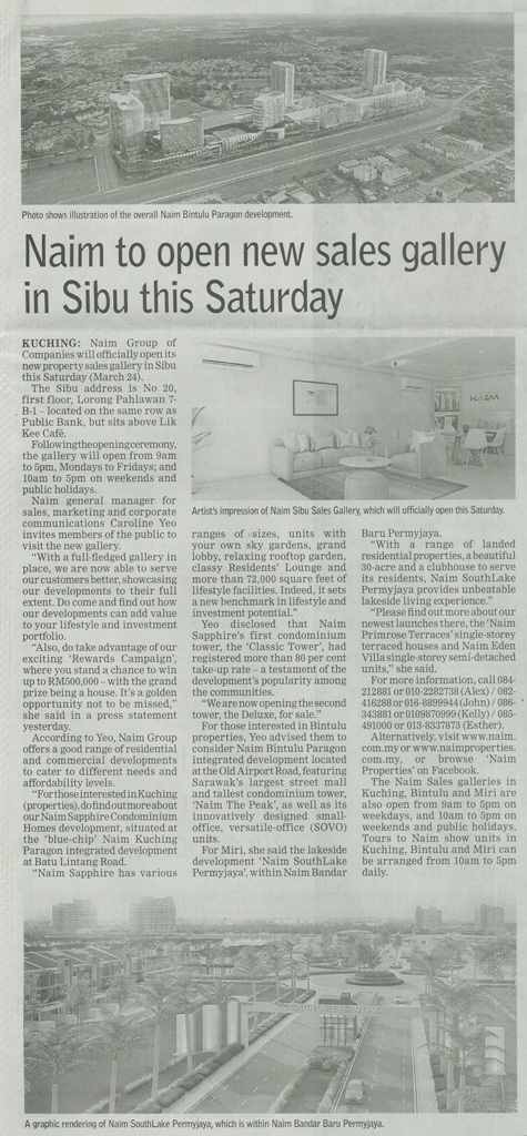 NAIM to Open New Sales Gallery in Sibu This Saturday