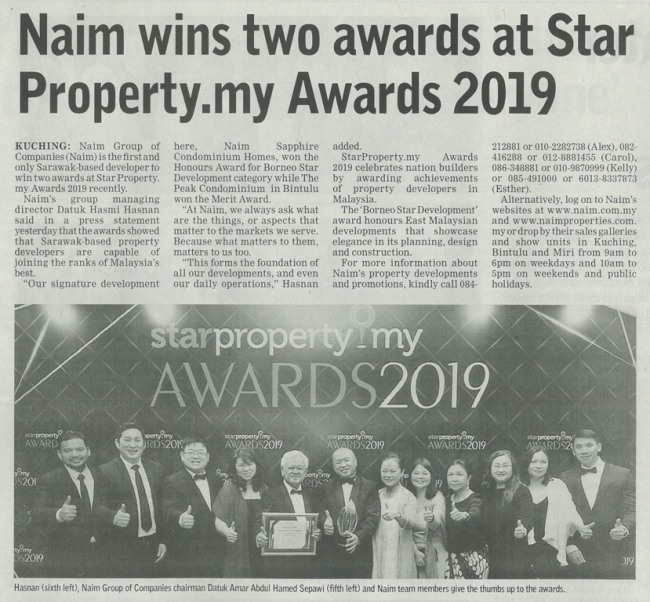 NAIM Wins Two Awards at StarProperty.my Awards 2019
