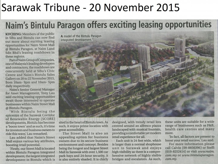 NAIM’s Bintulu Paragon Offers Exciting Leasing Opportunities