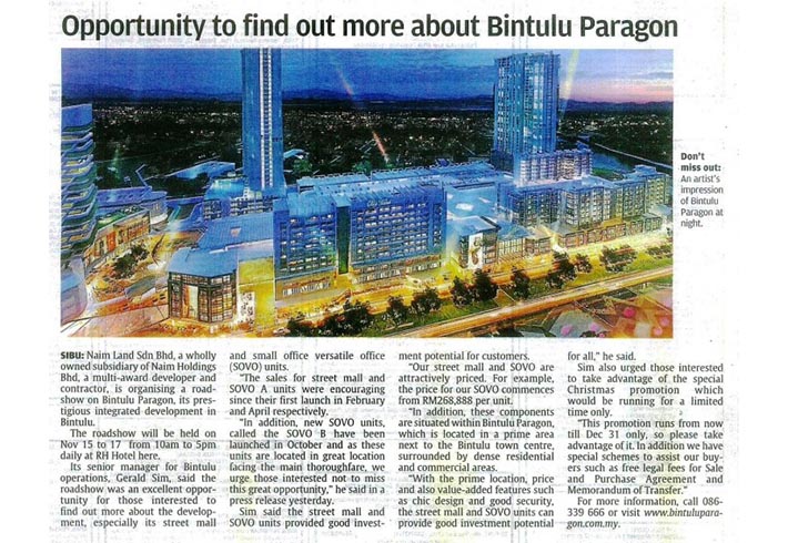 Opportunity to find out more about Bintulu Paragon