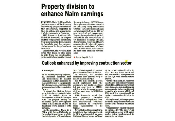 Property division to enhance Naim earnings