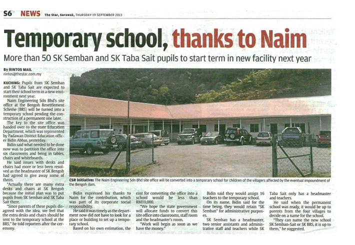 Temporary school, thanks to Naim