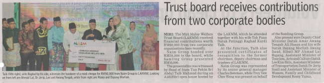 Trust Board Receives Contributions from Two Corporate Bodies
