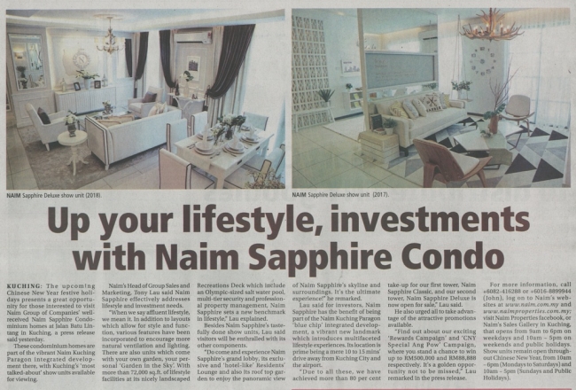 Up Your Lifestyle, Investments with NAIM Sapphire Condominium