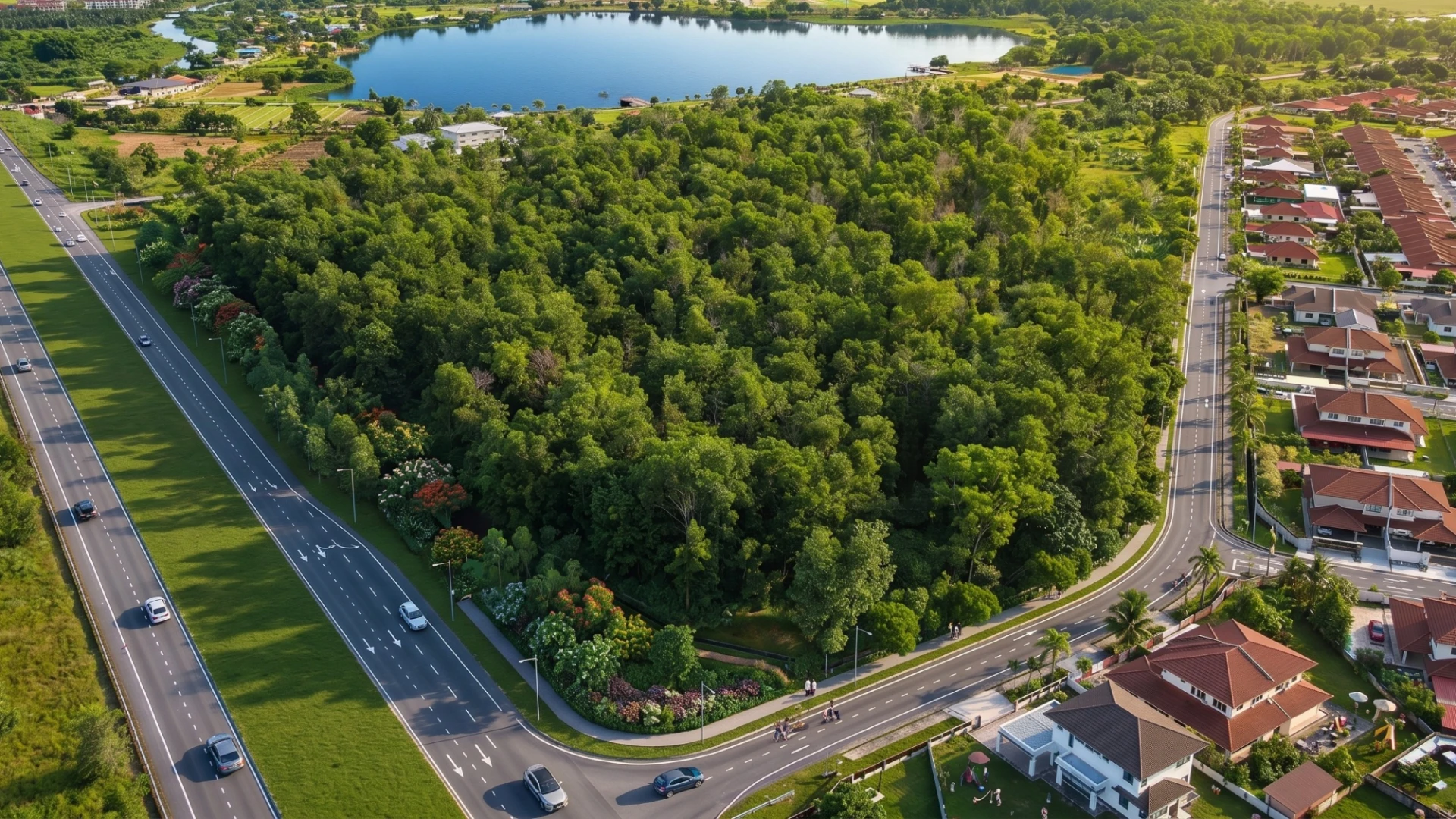 Desa Bahagia development, aerial view